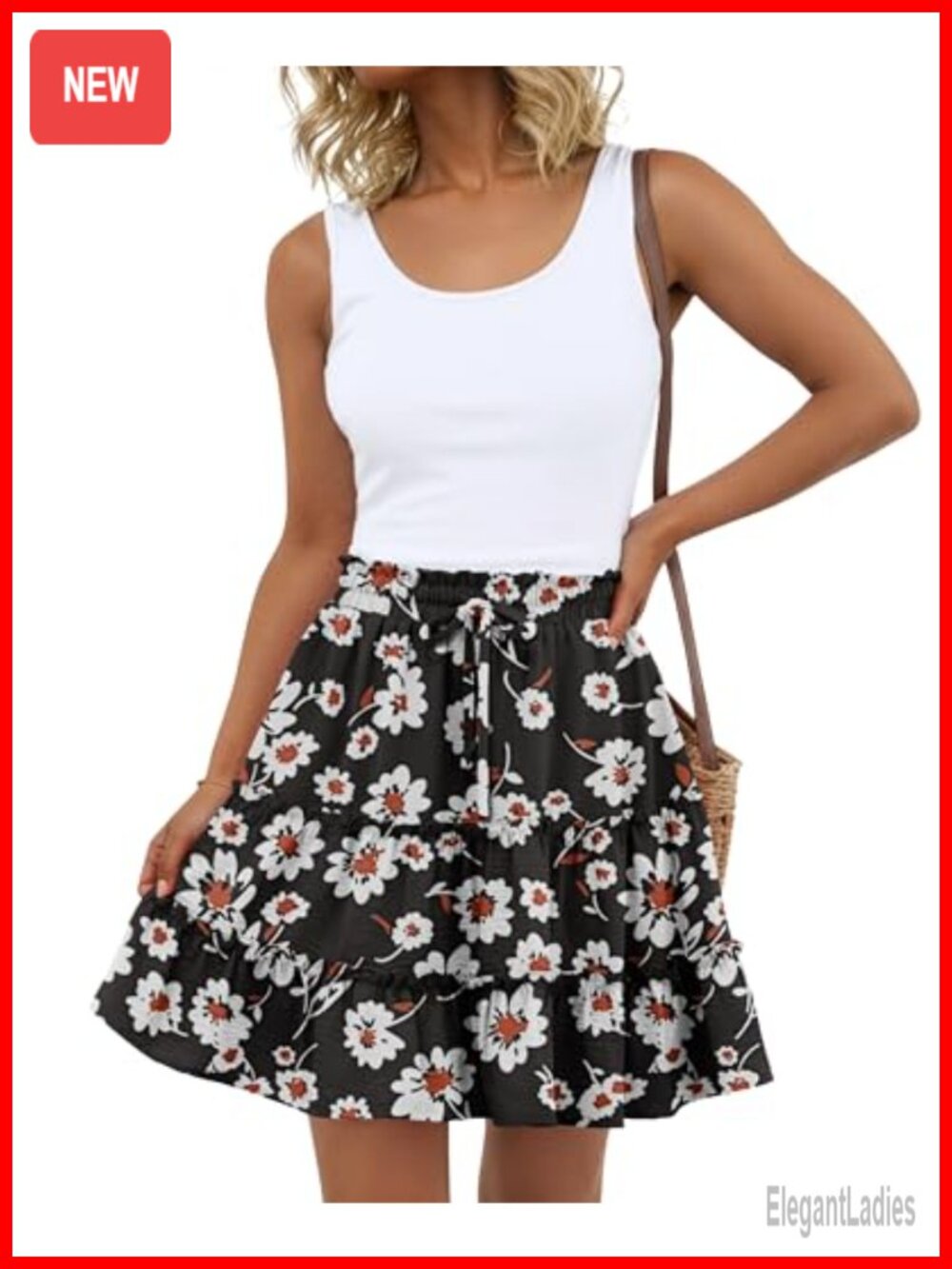 Flowy High Waisted Ruffle Tiered Mini Skort with Pockets